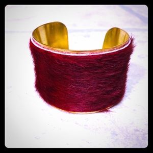 Genuine Cowhide and Brass Cuff Bracelet